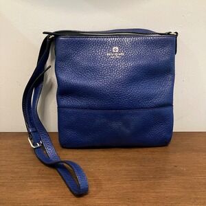 Kate Spade Blue southport Avenue Pebbled Leather Crossbody Bag Striped Lining